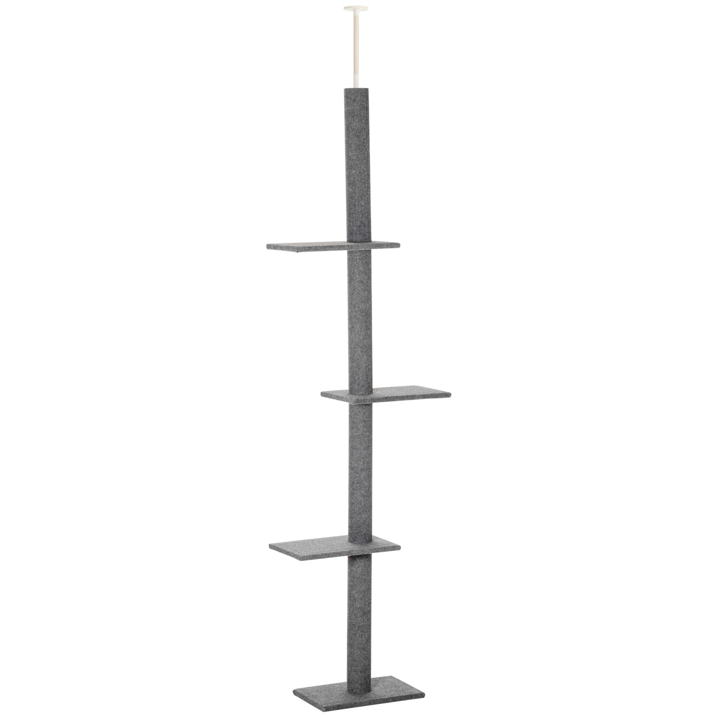 Floor-to-Ceiling Cat Tree Tower with Sisal Scratching Posts - Gray, Adjustable Height, 89.75" Tall