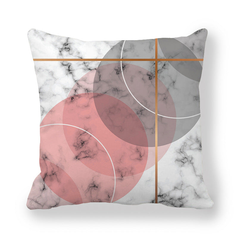 Geometric Pattern Pillow Cover Peach Skin Fabric Decorative Cushion Cover
