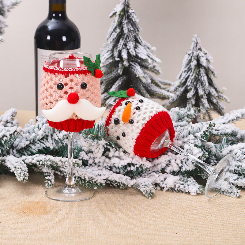 Christmas Wool Wine Cup Cover - Knitted Drink Sleeve for Holiday Gifts