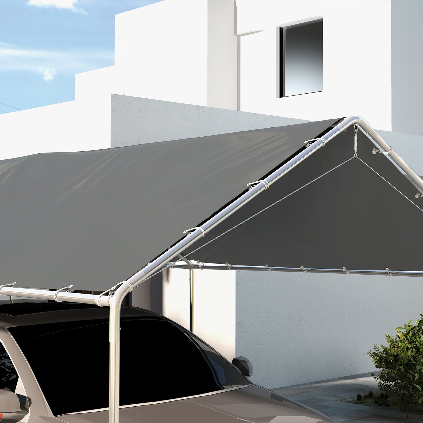 10x20 ft UV Resistant Carport Canopy Replacement Cover - Dark Gray