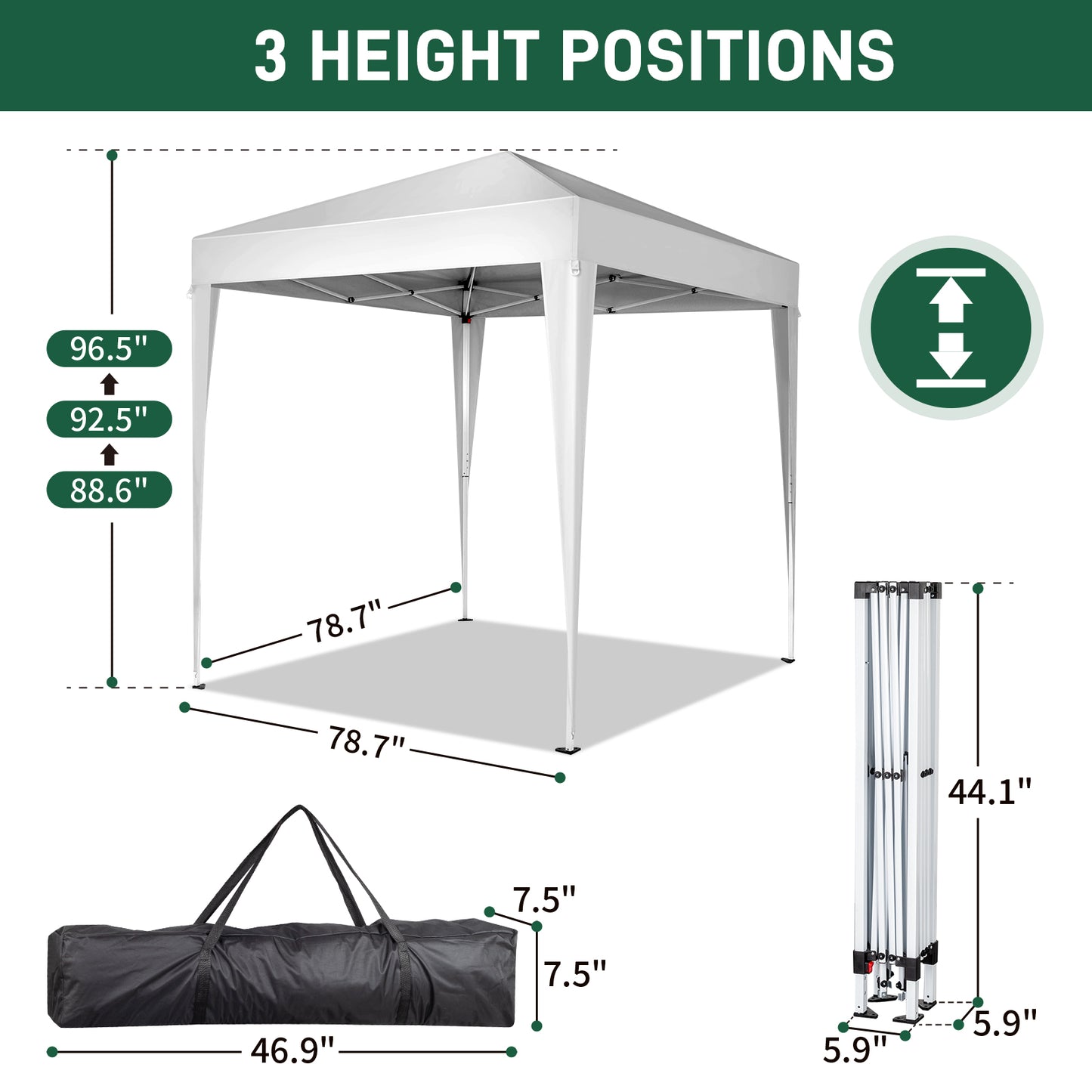 6.5x6.5ft Portable Outdoor Canopy Tent - White