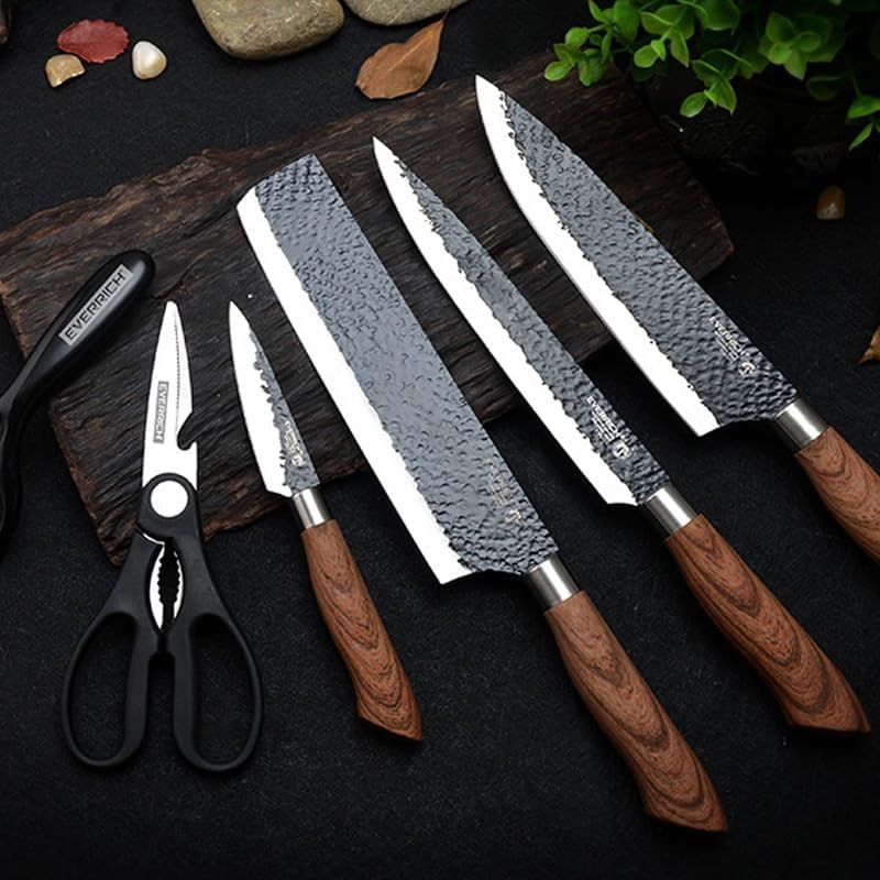 6-Piece Forged Kitchen Knife Set with Scissors & Peeler
