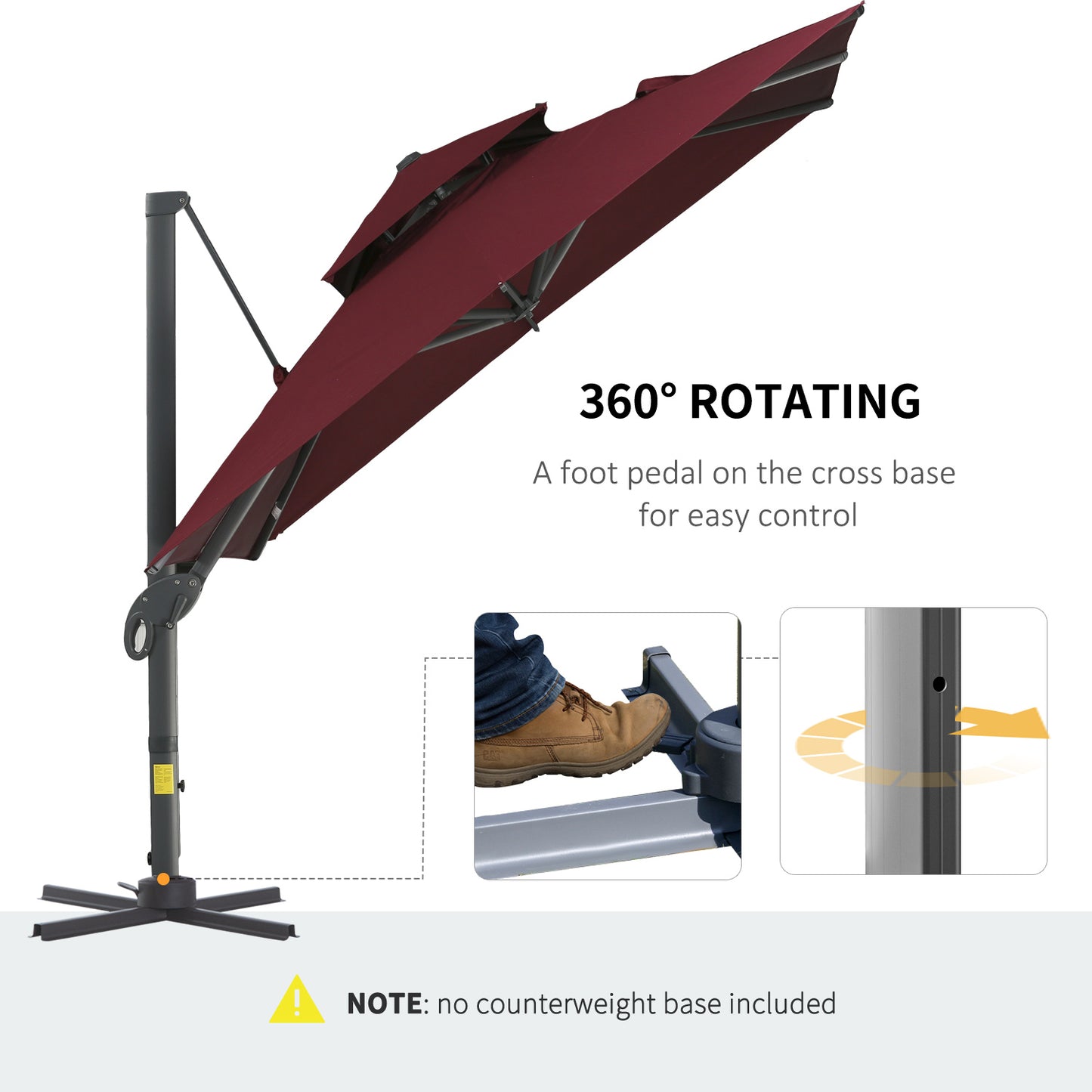 10ft Offset Patio Umbrella with 360-Degree Rotation - Red