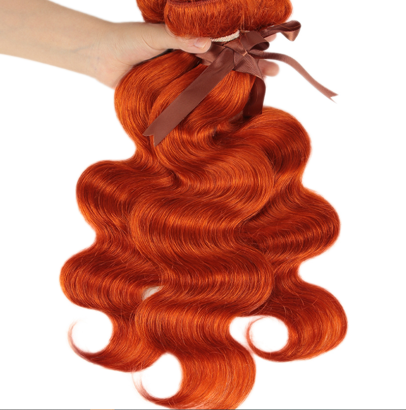 Human Hair Curtain Block Orange Europe & America - Natural Hair Wig