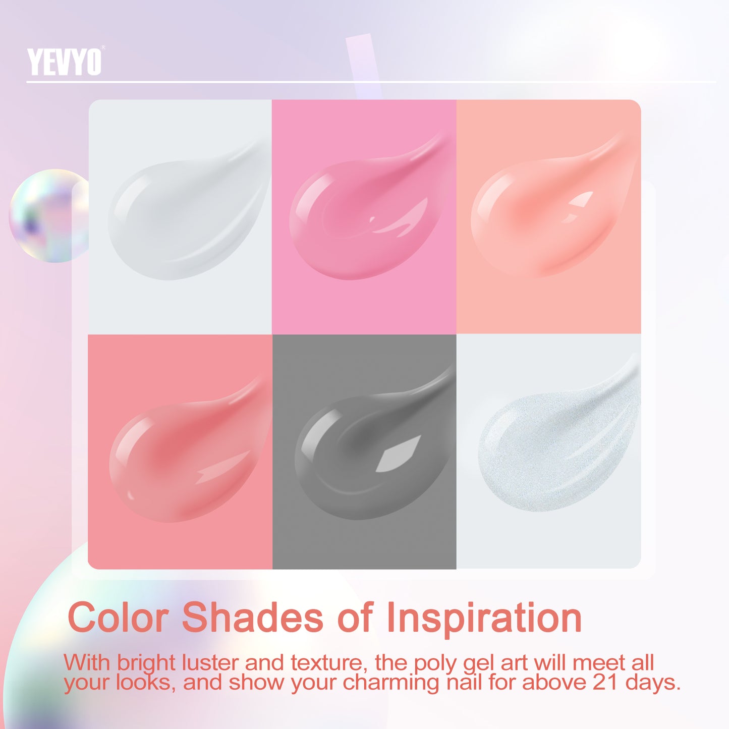 6-Color Poly Gel Nail Extension Kit with UV LED Lamp and Manicure Tools