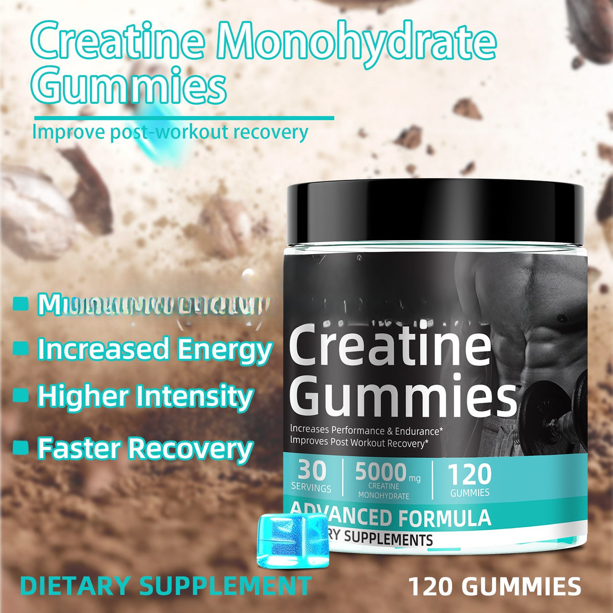 Creatine Jelly Tablets - 120 Count Sports Supplement