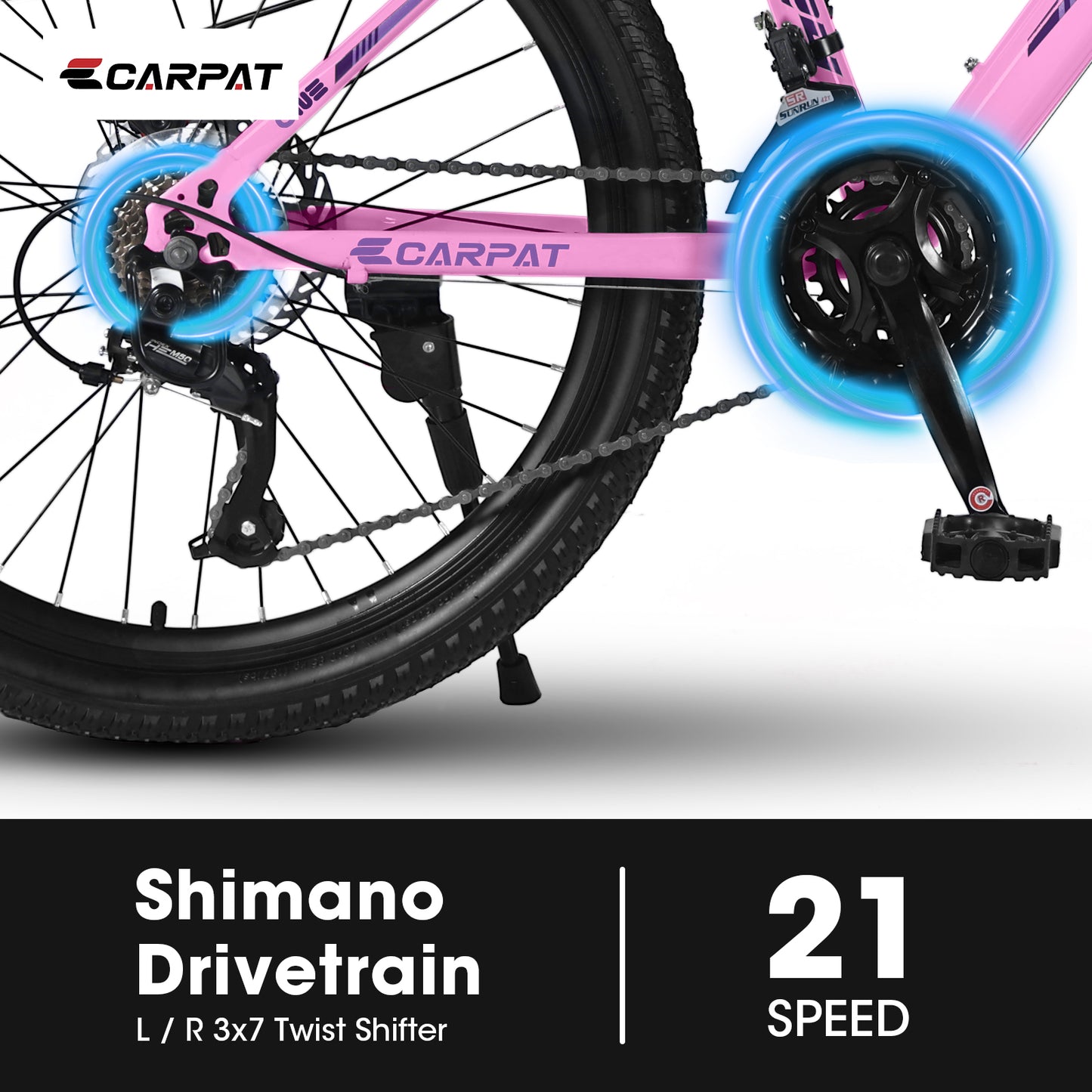 24-Inch Mountain Bike for Teenagers - Shimano 21 Speeds, Dual Disc Brakes
