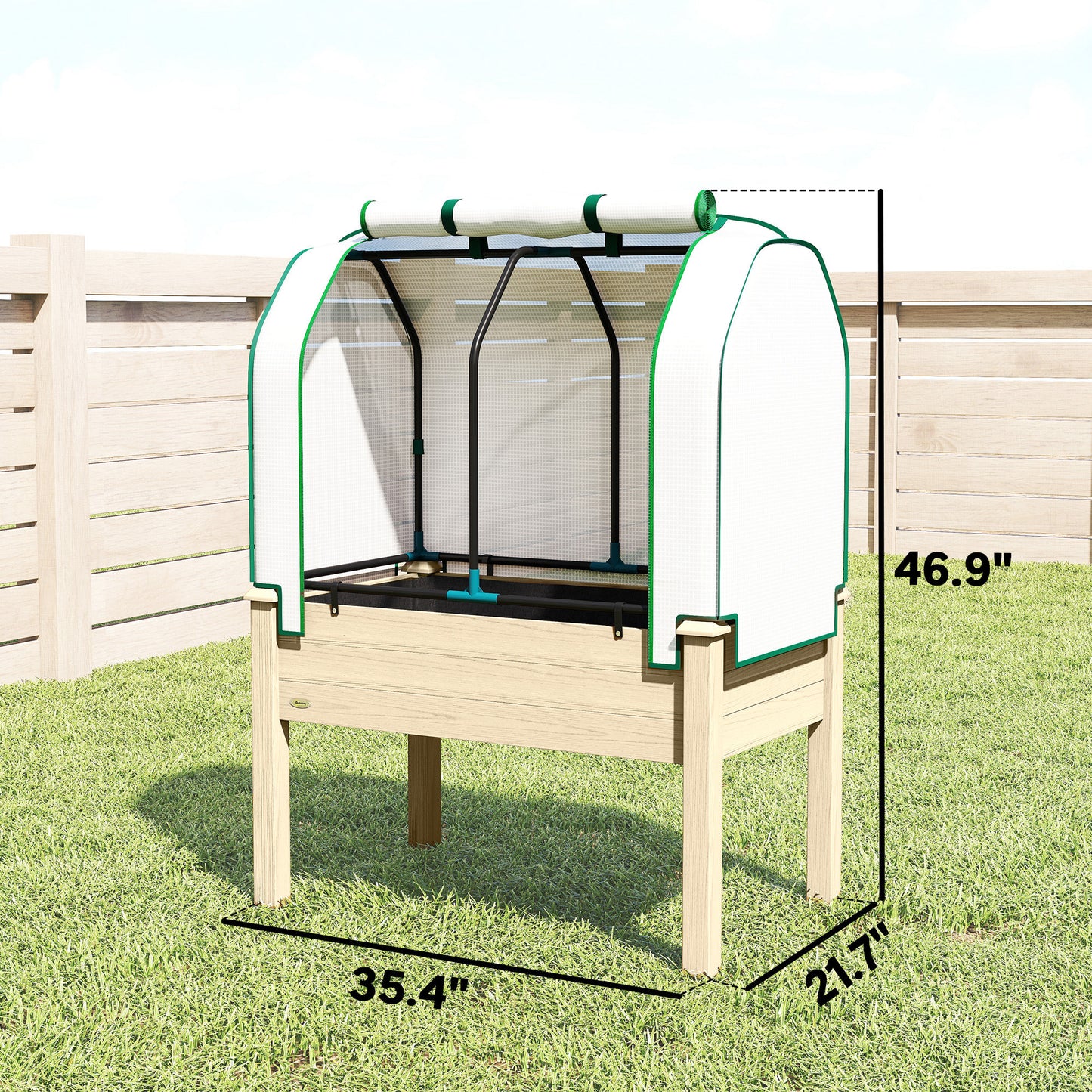 Outdoor Raised Garden Bed with PE Greenhouse Cover - 35x22x47 Inches