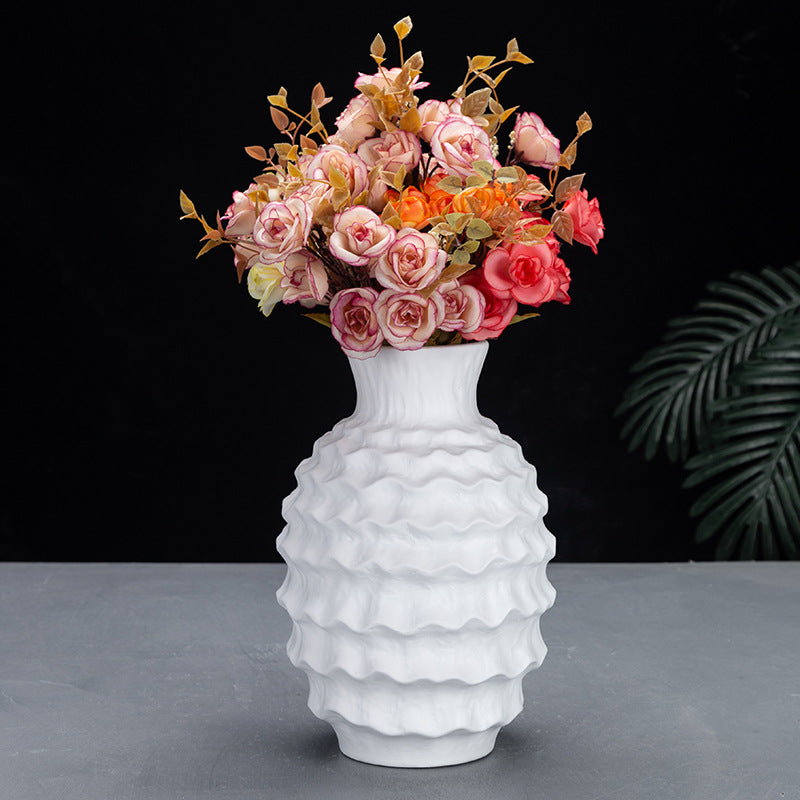 Irregular Wave Ceramic Vase - Modern White Porcelain Home Decor