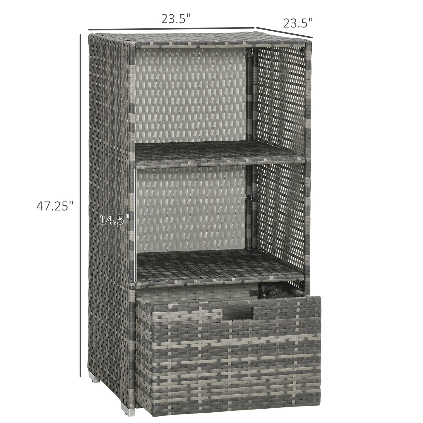 Waterproof Pool Towel Rack with Shelves & Basket - Gray