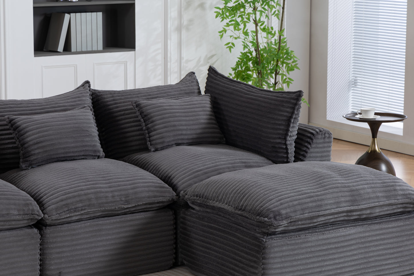 102.3" Modular Sectional Sofa - Comfy Corduroy in Antique Grey