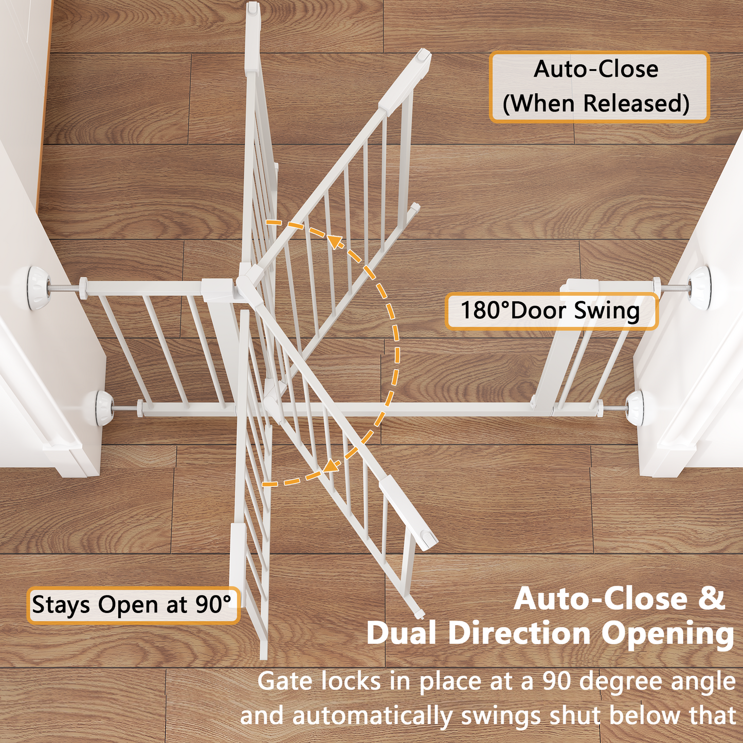 Wide Baby Gate 29.5-45.3" with Walk-Through Design - White