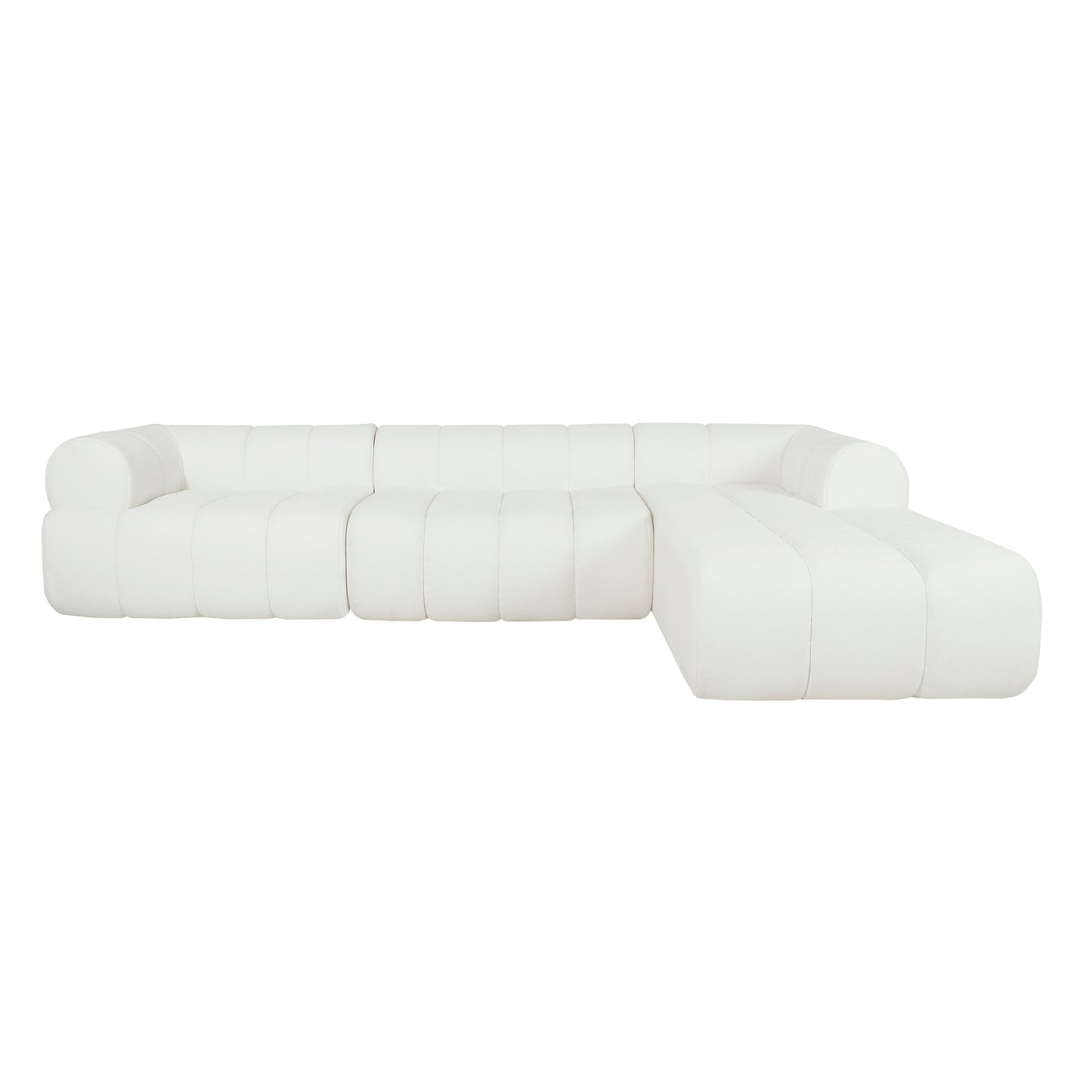 L-Shaped Sectional Sofa - 122" Beige Foam & Polyester Set