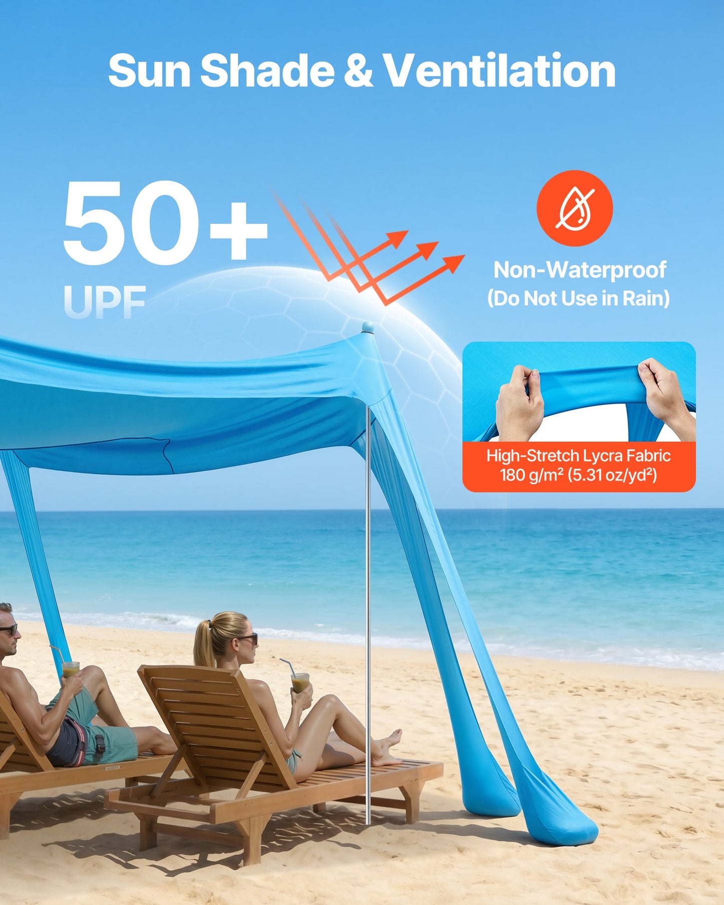 Portable Beach Tent Sun Shelter UPF50+ 10x10 Ft Pop-Up Canopy with Sandbags