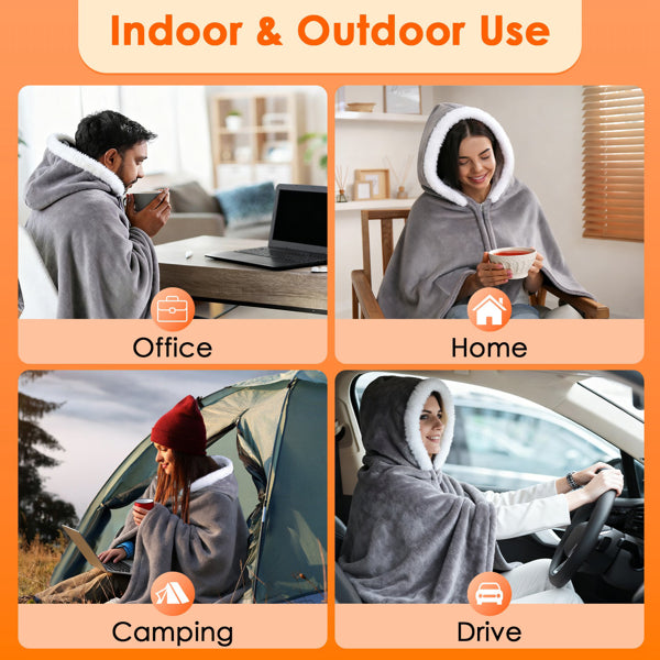 Wearable Heated Blanket with 3 Heat Levels - USB-Powered, 59x31in