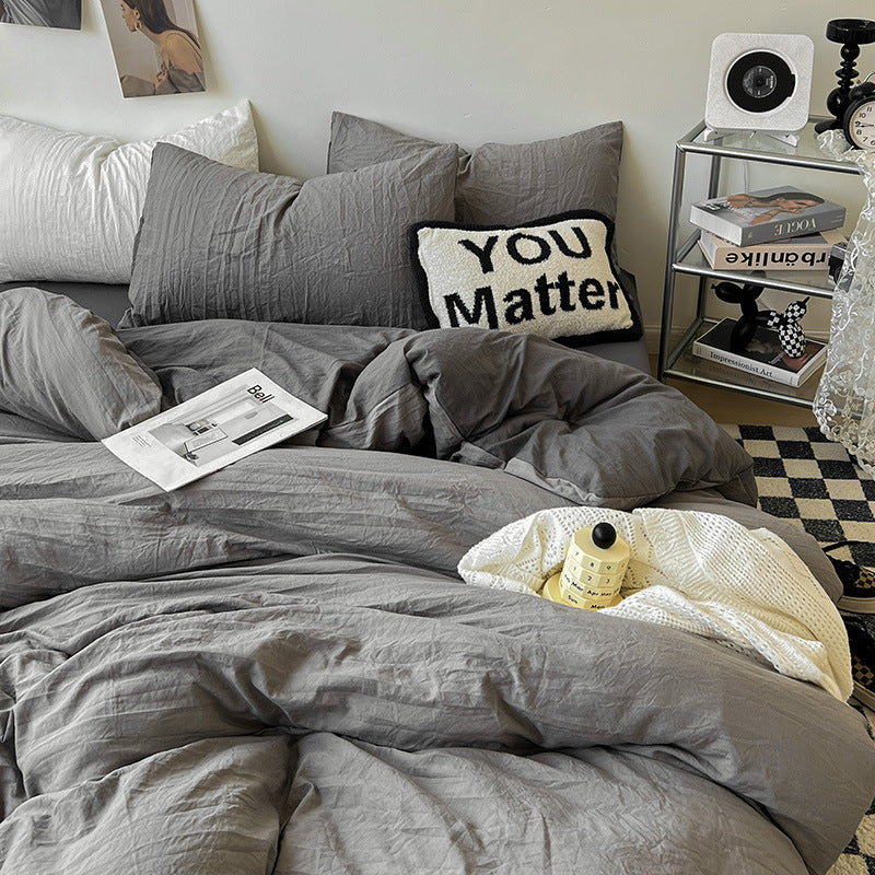 Super Soft Pleated Bed Sheet Quilt Cover Set - Multiple Sizes & Patterns