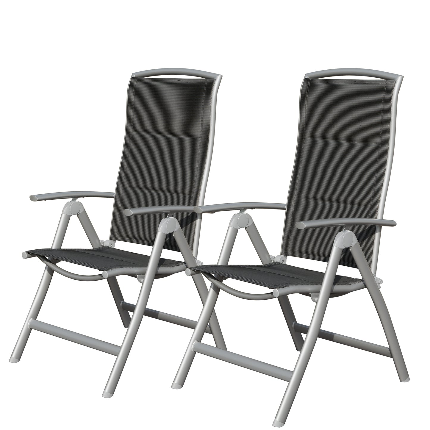 Patio Folding Chairs Set Of 2, Aluminium Frame Outdoor Reclining For