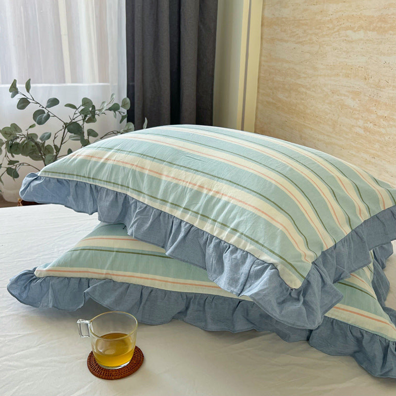 Washed Cotton Lace Pillowcase - Elegant Bedding Cover for Home Decor