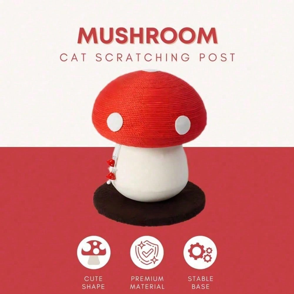 Mushroom Cat Scratching Post - Unique Sisal Design, No Assembly Needed