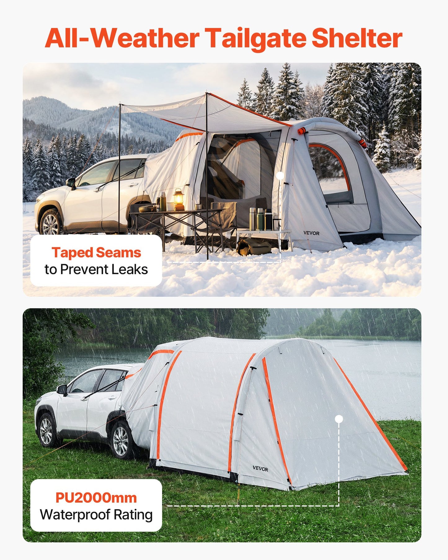 Inflatable SUV Tent with Awning - Waterproof Tailgate Camping Shelter 8x6.7 ft