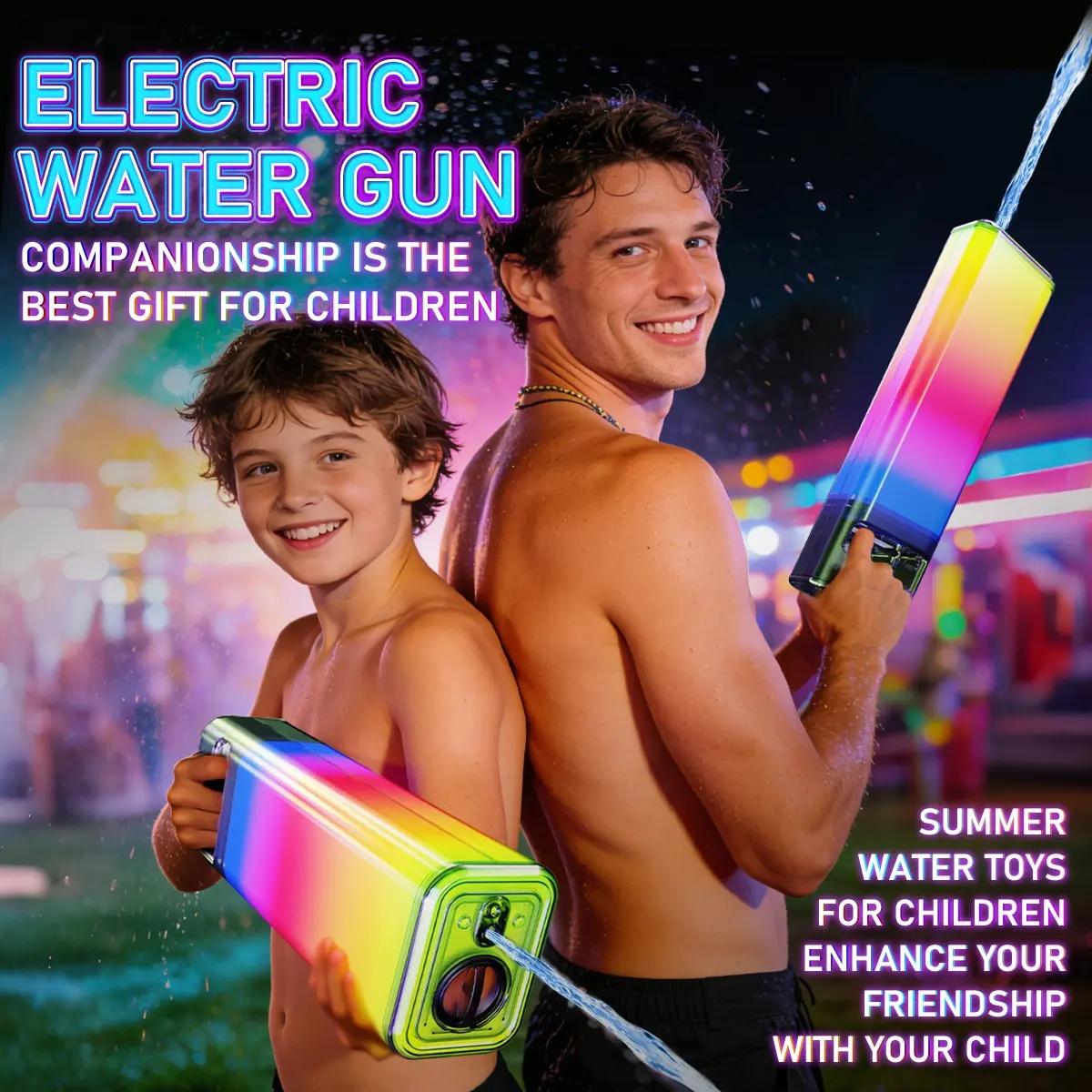 Gradient Color Electric Water Gun - Rechargeable Blaster for Pool & Beach Fun