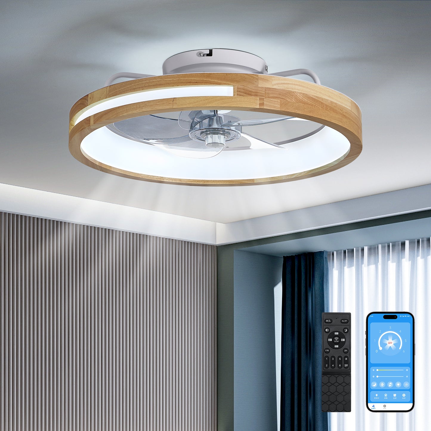 20-Inch Low Profile Ceiling Fan with Lights & Remote Control