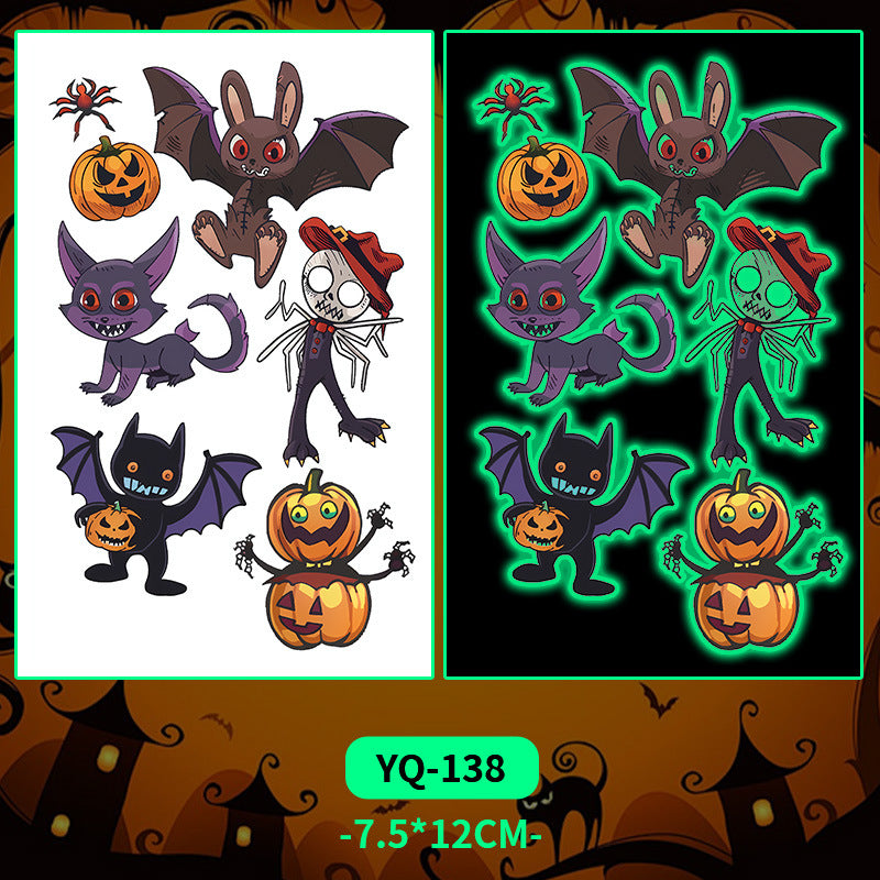 Glow-in-the-Dark Colorful Tattoo Stickers for Halloween & Parties