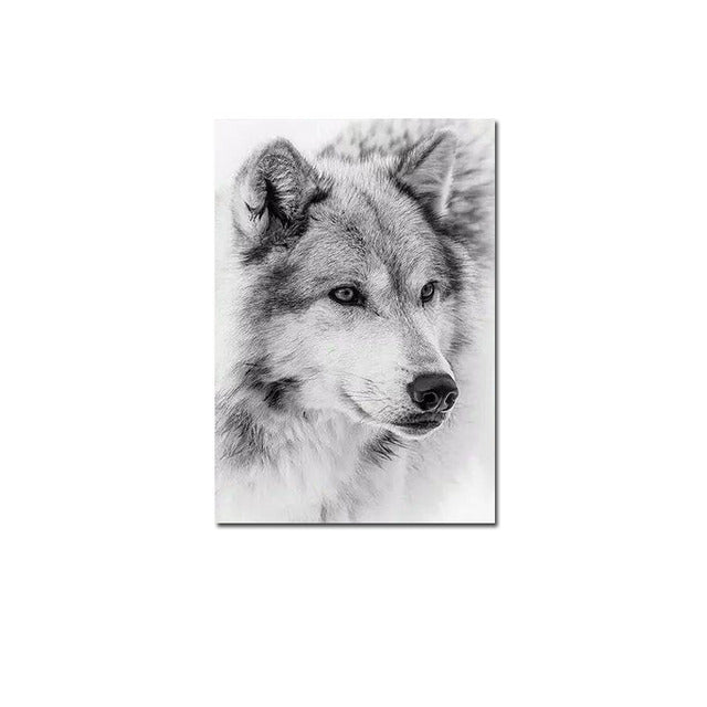 Forest Wolf Head Wall Art Poster - Scandinavian Style Canvas Decor