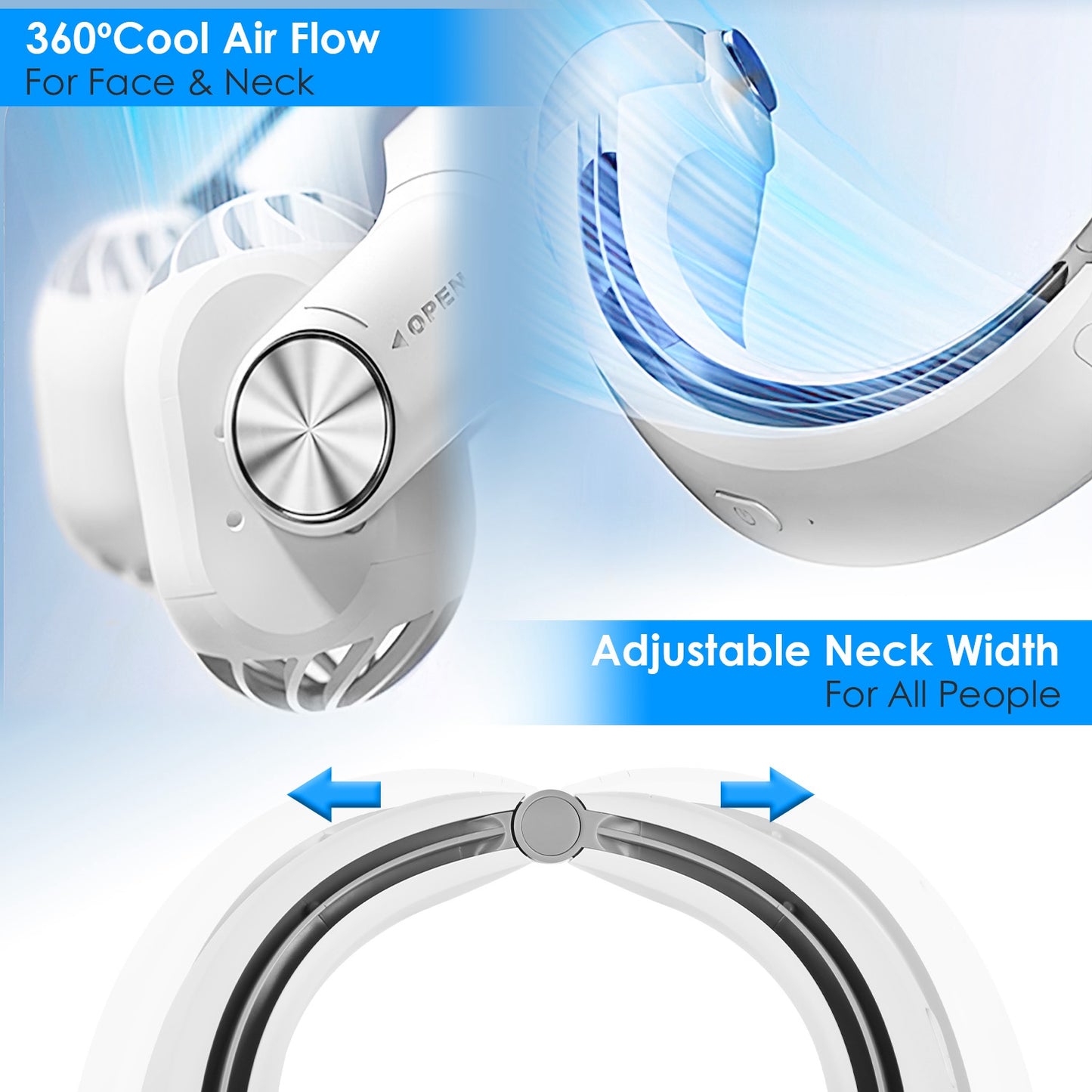 Portable Neck Hanging Fan - Hands-Free Cooling with 3 Speeds