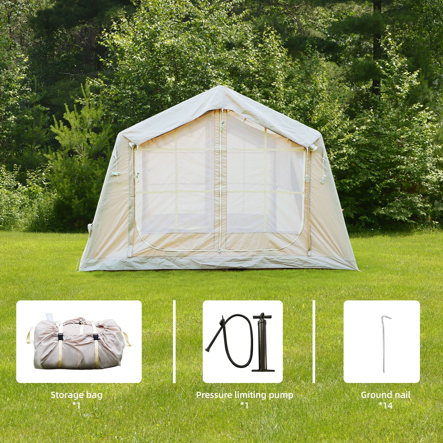 Inflatable Tent for Camping - 4-6 Person Waterproof Glamping Tent