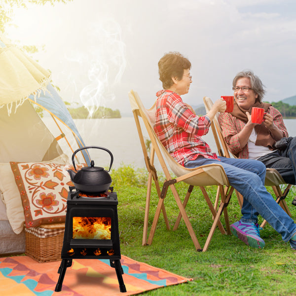 Portable Wood Camping Stove 36x36x46.5cm for Outdoor Cooking & Hiking