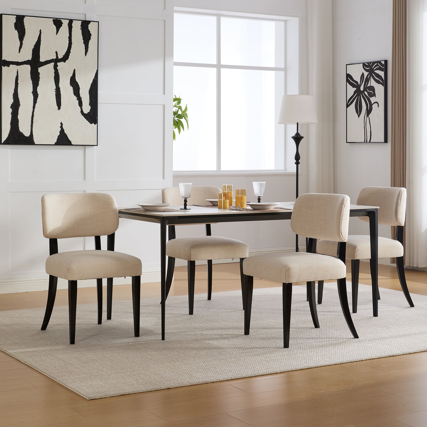 Modern Upholstered Dining Chairs Set of 2 - Cream