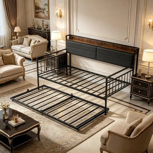 Twin Size Daybed Frame with Built-in Charging Station