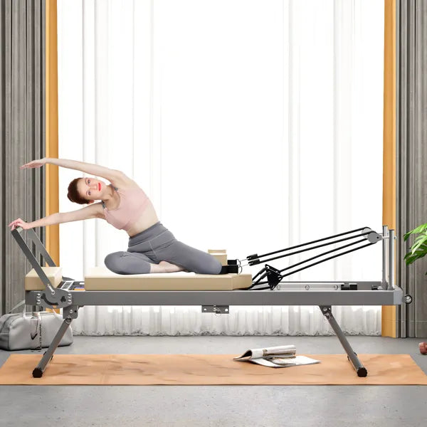 Foldable Pilates Reformer Machine for Home Gym - 330lbs Capacity