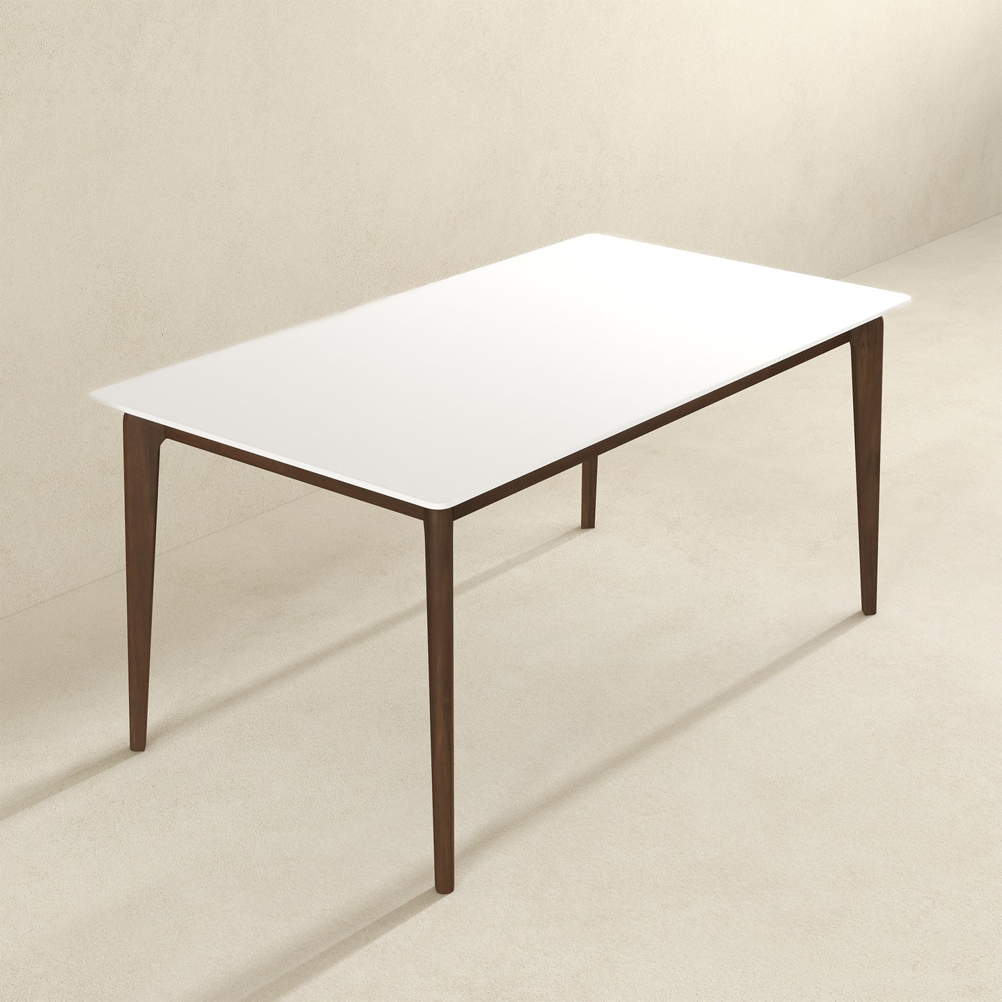 Lindsey Mid-Century Modern Solid Wood Dining Table With White Top And