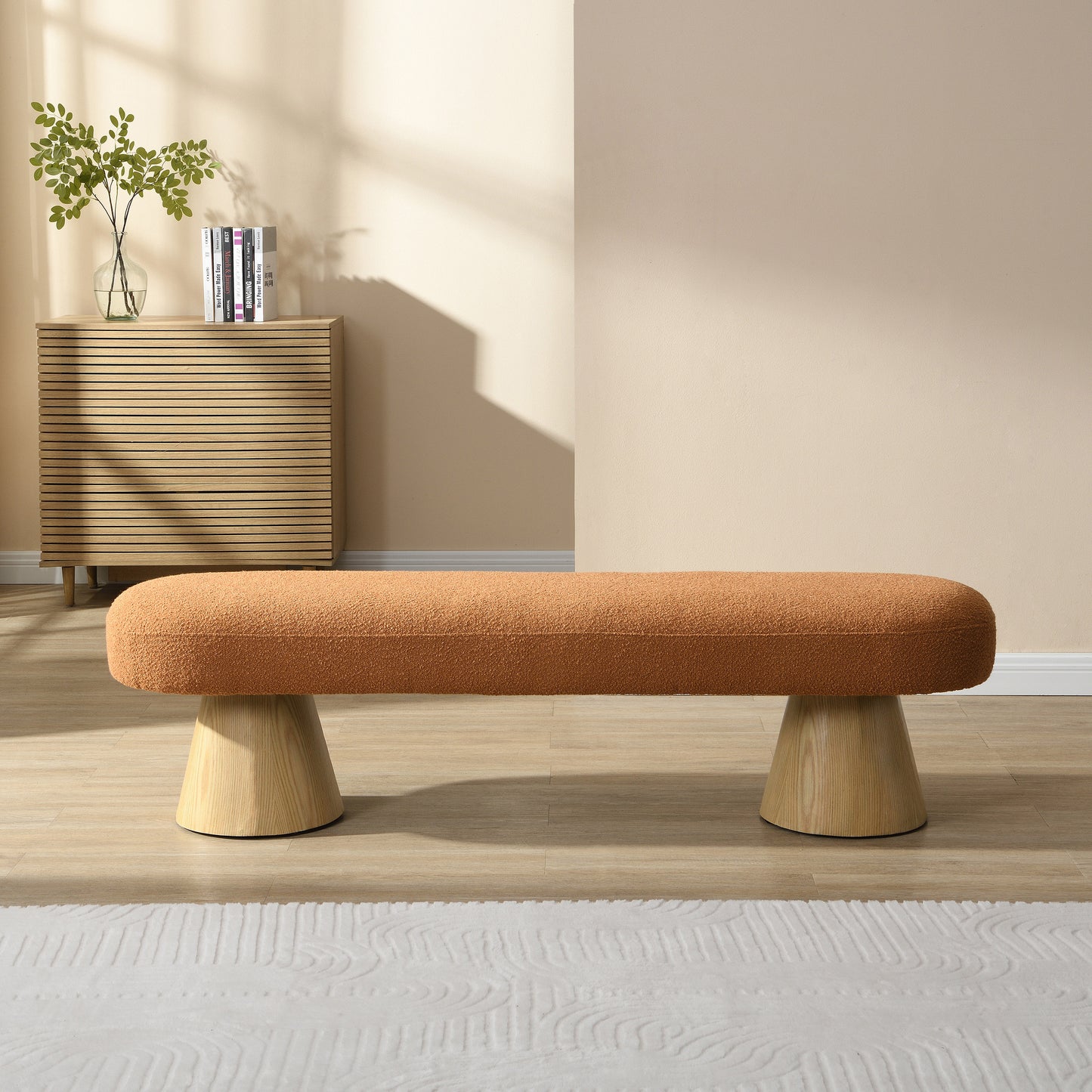 Upholstered Dining Bench for Entryway & Living Room - 64" Orange