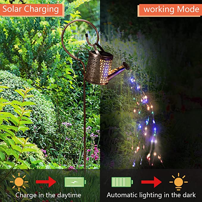 Solar Watering Can Garden Lights - Outdoor Pathway Lawn Decor, 2-Pack