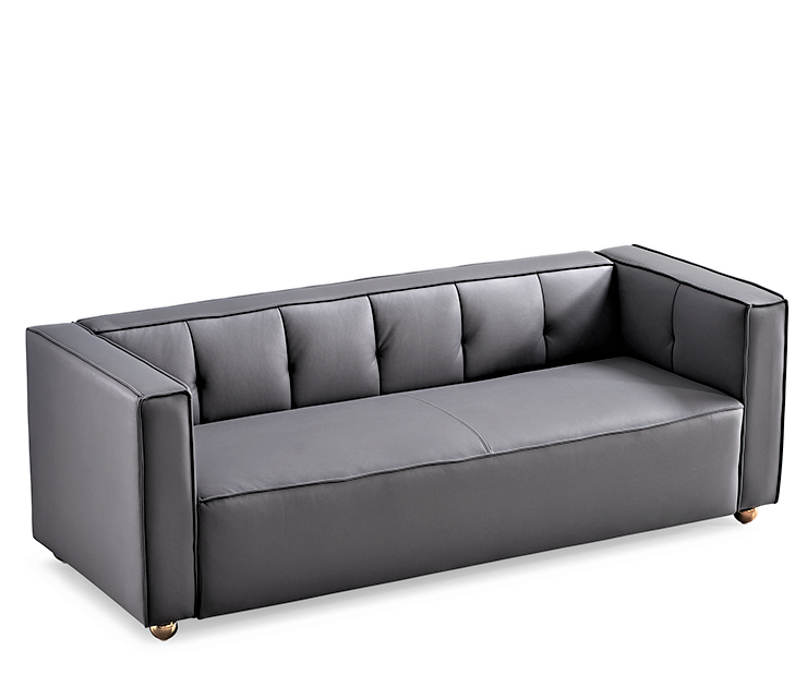 Polyester Sofa With Tufted Low Back Design, Elegant 3 Seater Couch