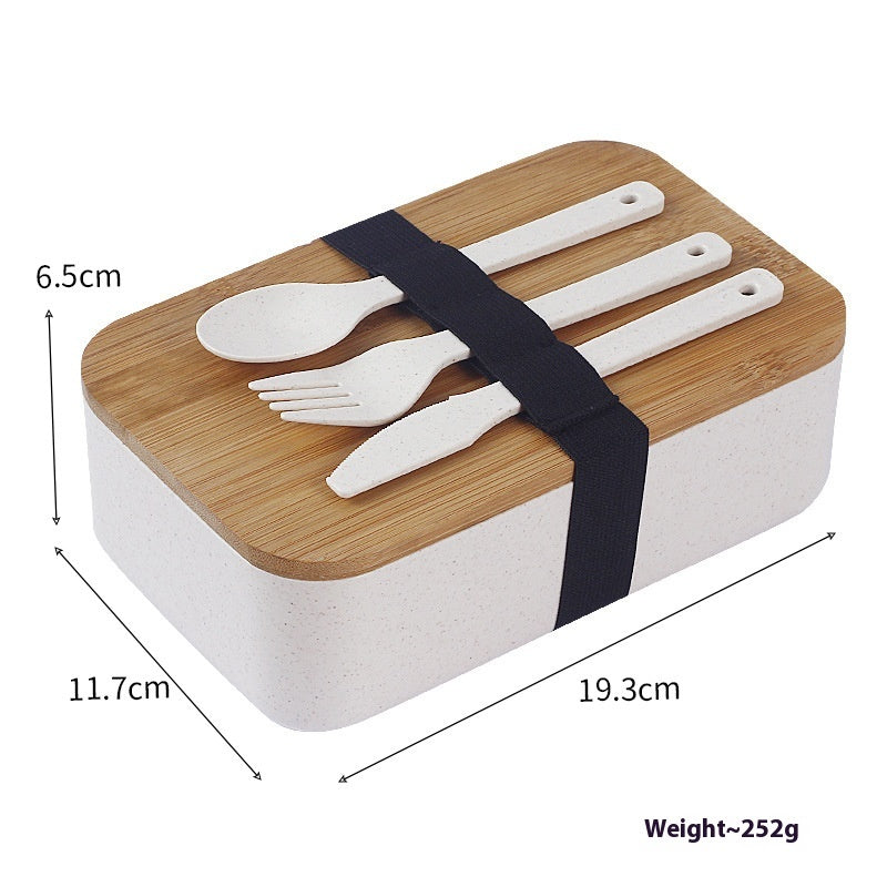 Japanese Lunch Box Set with Sealed Crisper and Cutlery - Gray or Beige