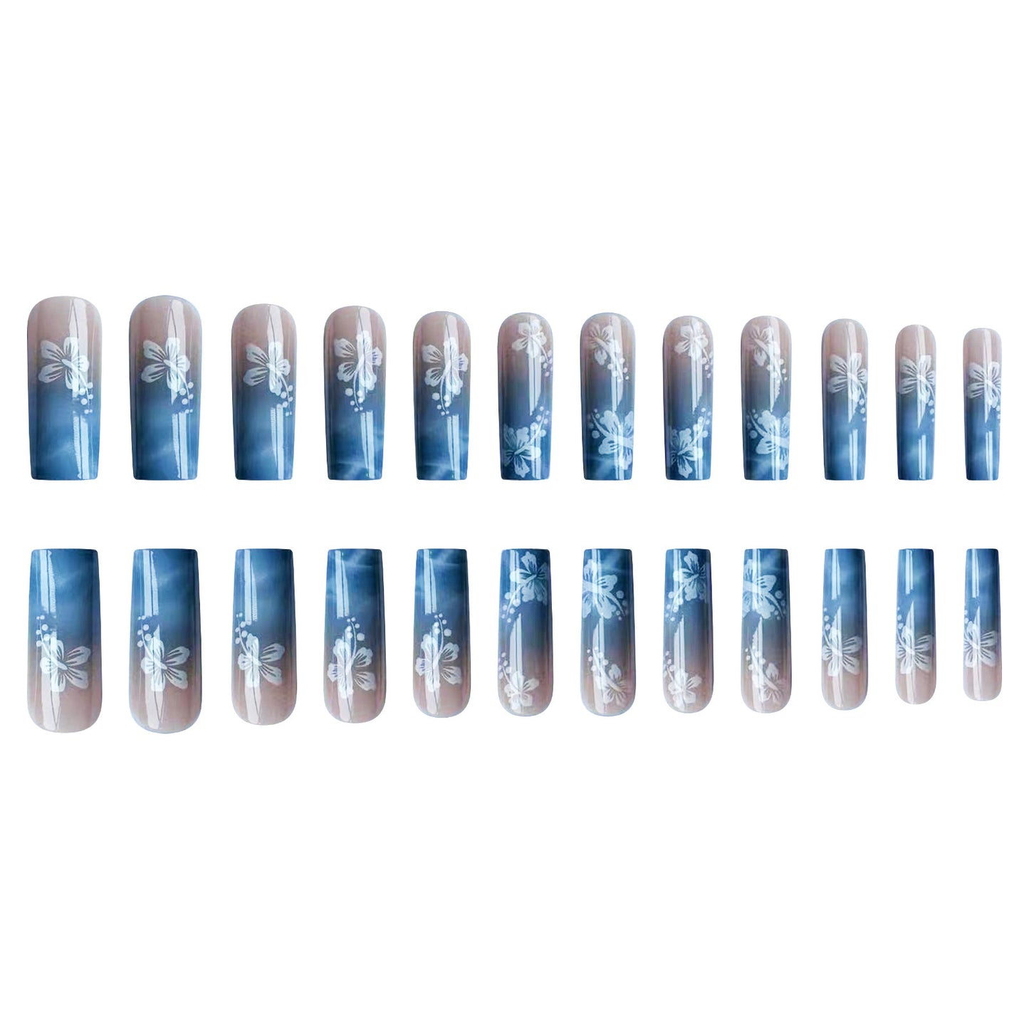 Summer Sea Blue Gradient Rectangle Nail Stickers for Nail Art