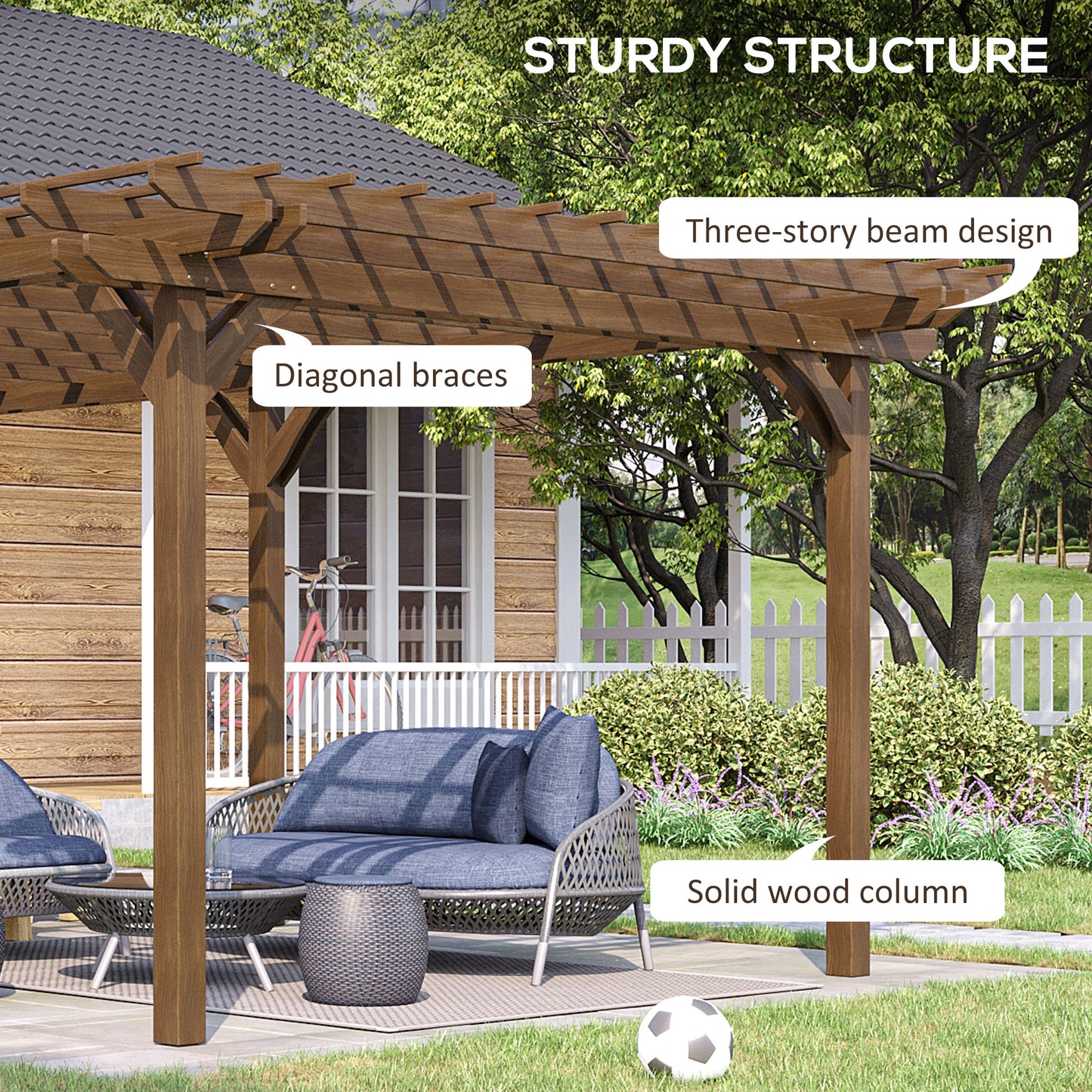 Wood Pergola for Climbing Plants - Outdoor Garden Gazebo
