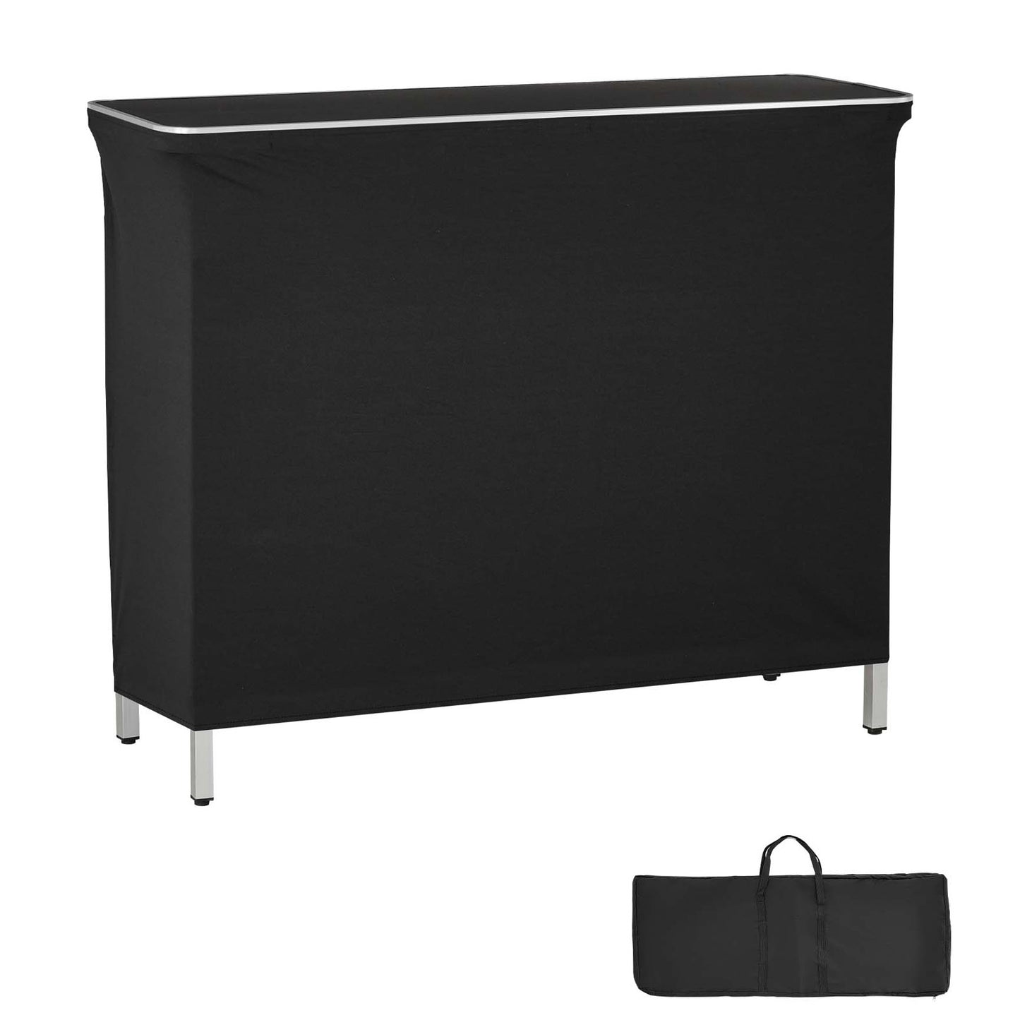 Foldable Portable Bar Table 43.3 x 15.2 x 34.8 Inches with Storage Shelves & Carry Bag