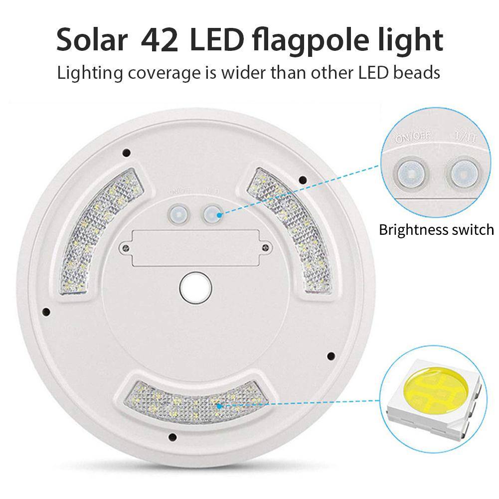 42 LED Solar Flag Pole Light with Adjustable Brightness for Outdoor Camping