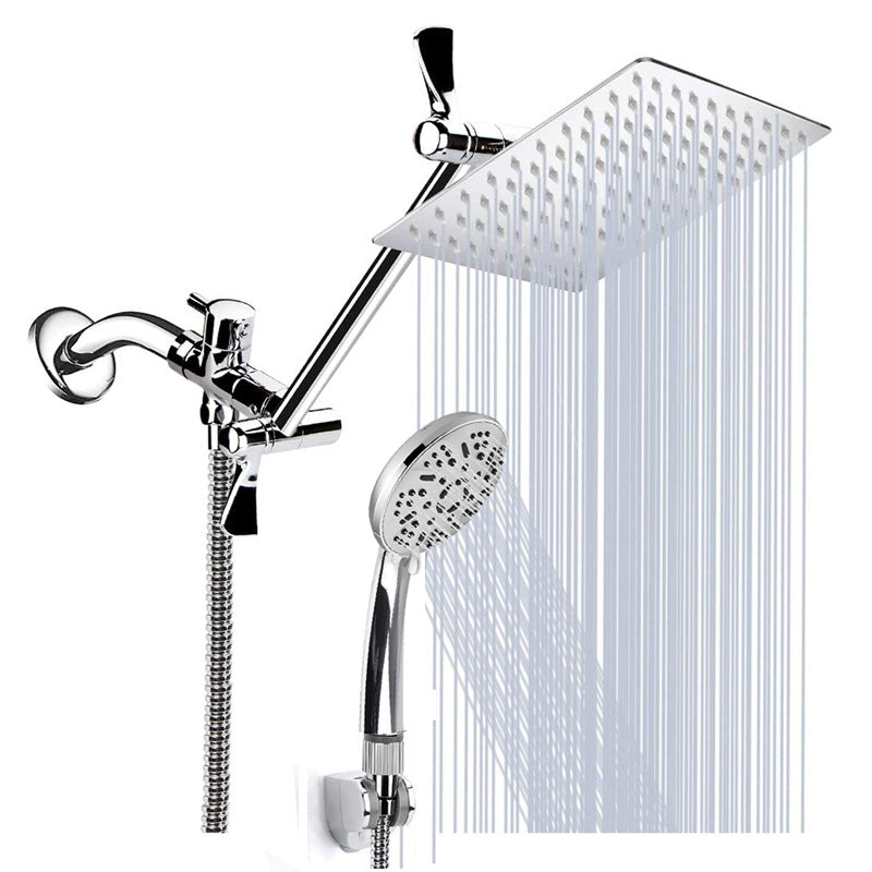 9-Function Handheld Shower Set with Stainless Steel Top Spray & Extension Rod