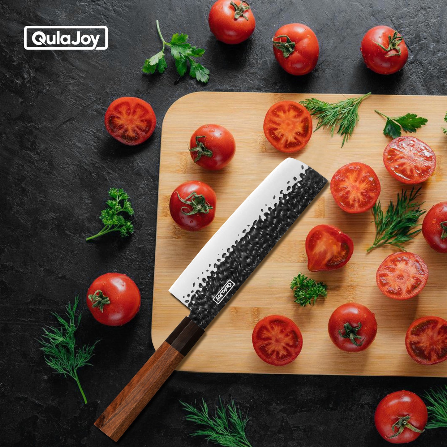 Professional Japanese Santoku Knife - 9Cr18Mov Blade, Rosewood Handle