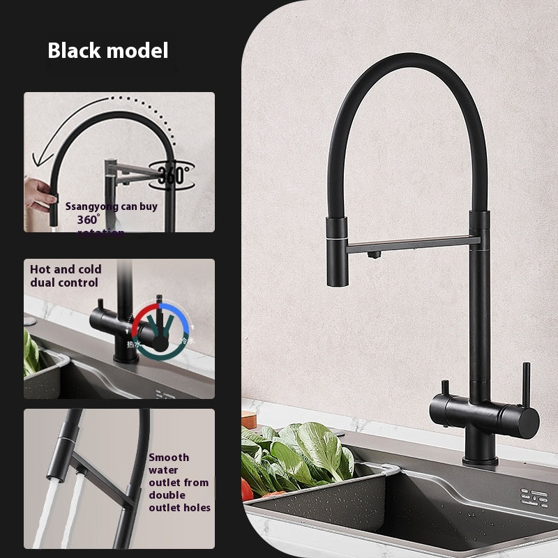 Copper Kitchen Faucet Three-in-One Water Tap with Multiple Finish Options