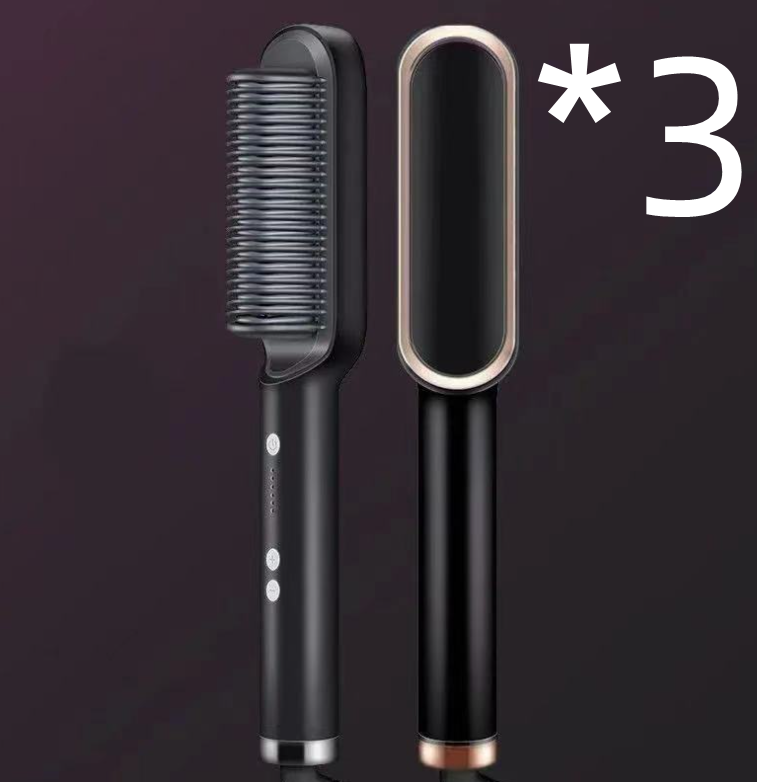 2-in-1 Hair Straightener Curling Iron Hot Comb with Negative Ions - Multi-Functional Electric Hair Styling Brush
