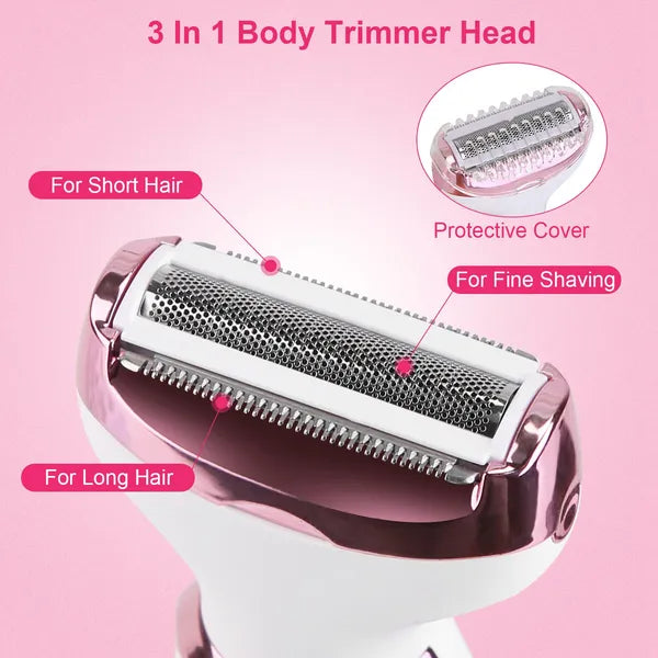 4-in-1 Women's Electric Shaver and Grooming Kit - Painless Hair Trimmer