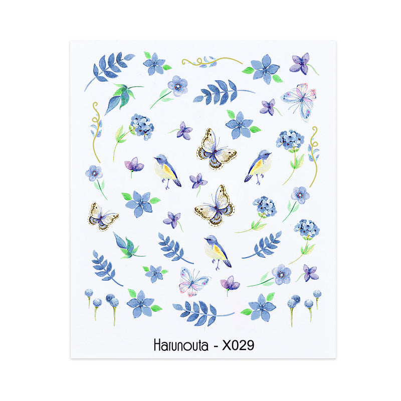 Nail Art Butterfly Sticker Flower Leaf Decal Kit - Assorted Formats
