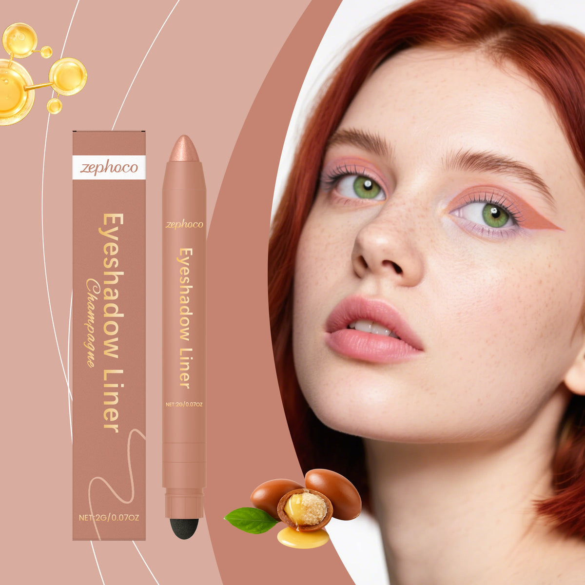 2-in-1 Eyeliner Pencil Champagne 2g - Long-lasting Makeup Tool